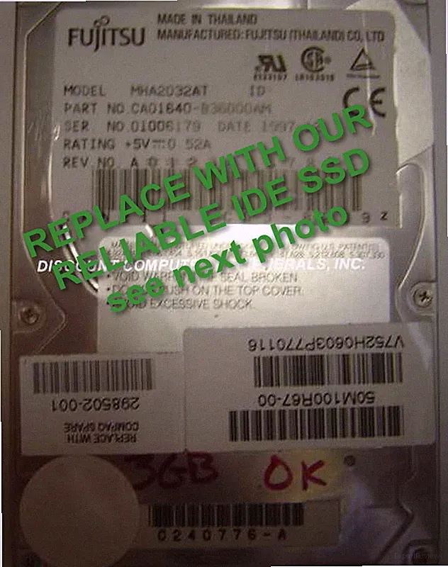 4GB IDE SSD Replace Worn Out MHA2032AT Hard Drive with 2.5" 44 PIN CF SSD Card