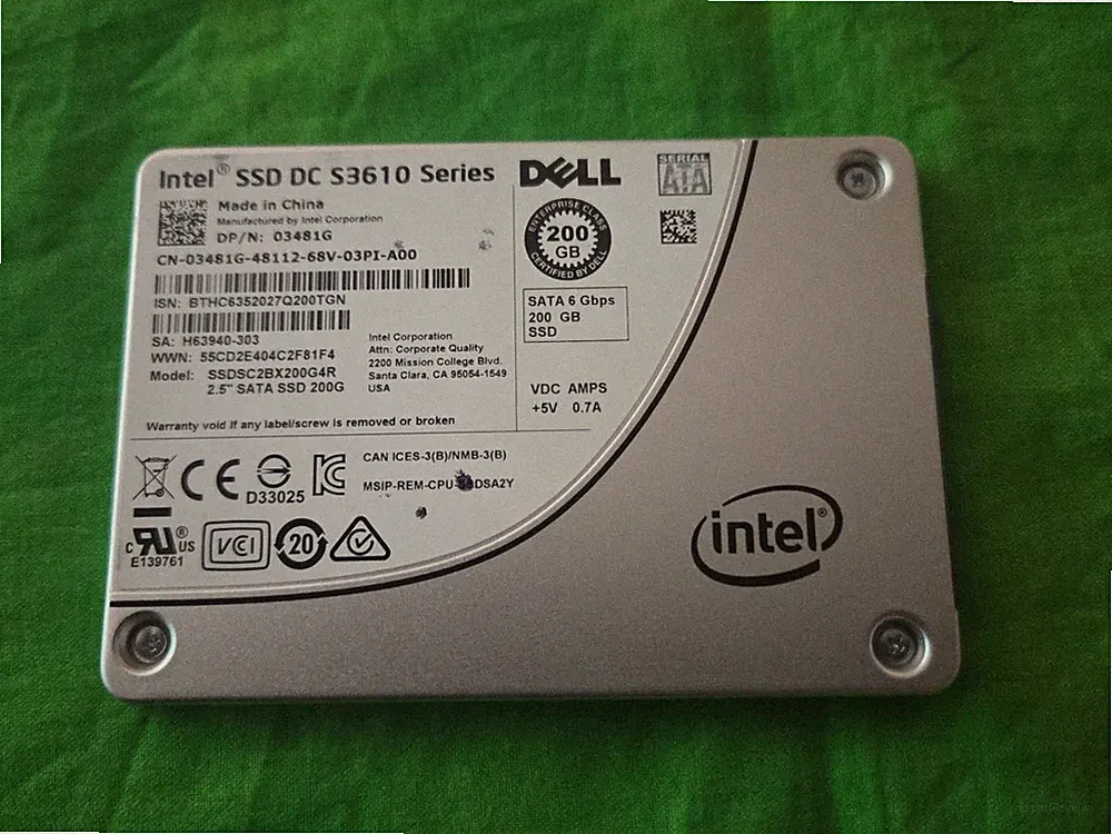 Dell intel DC S3610 Series 200GB 6Gbps 2.5' SATA SSD 03481G SSDSC2BX200G4R
