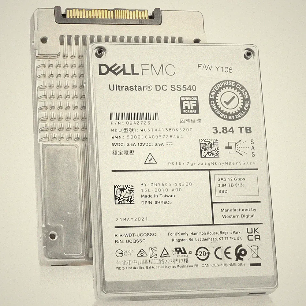 Dell/WD DC SS540 3.84TB WUSTVA138BSS200 0B42723 SAS 12Gb/s 512e 1 DWPD 2.5" SSD