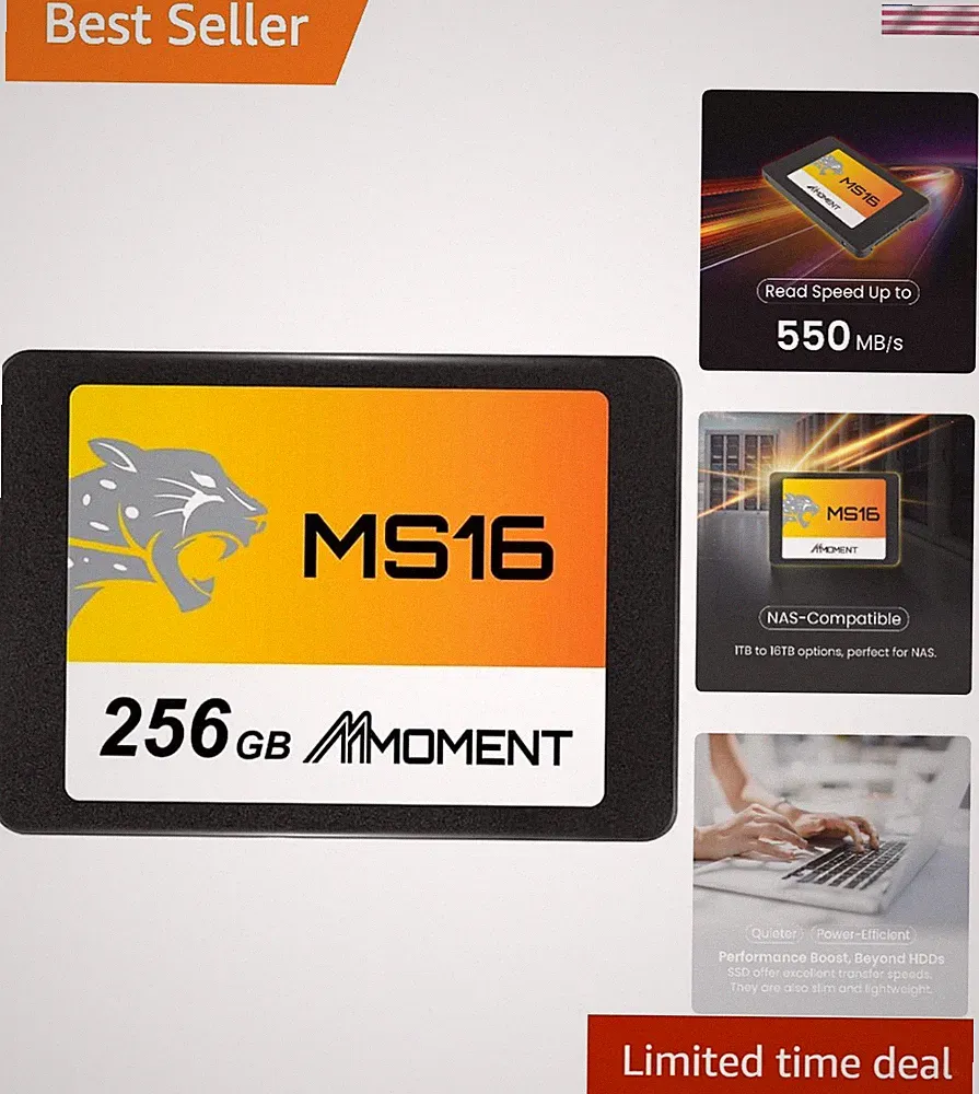 MS16 256GB SATA III Internal SSD - 2.5 Inch, 550MB/s Read Speed, Shock Resistant